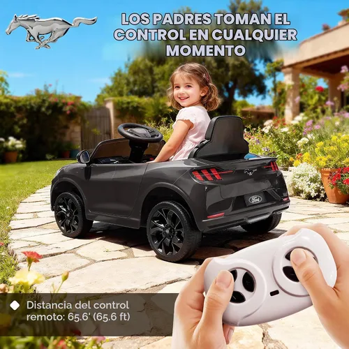 Vista 4 de Qaba Coche eléctrico con licencia Ford Mustang Mach-E para niños de 12 V Negro