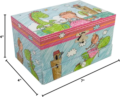 Vista 8 de Joyero musical de princesa con diseño de dragón con collar de mariposa