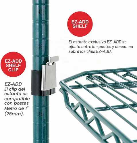 Vista 4 de METRO EZA-1836NK3 Super Erecta EZ-ADD Estante de alambre, verde metroseal, 18" x 36