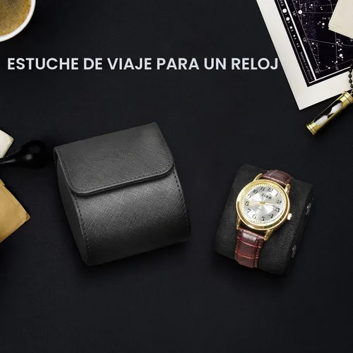 Vista 4 de ROSELLE Funda de reloj individual para hombre y mujer - Estuche de viaje Negro-1