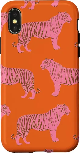 Vista 5 de Funda para iPhone 17 con diseño de tigre rosa y naranja