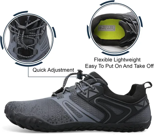 Vista 5 de L-RUN Zapatos de agua descalzos para mujeres y hombres, calcetines acuáticos atléticos, para senderismo, deportes acuáticos, zapatos para natación