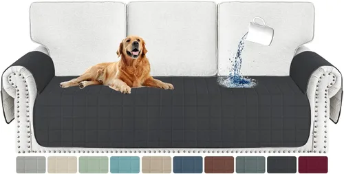 Vista 11 de MAXIJIN Funda de silla impermeable lavable para perros, funda de asiento acolchada para sillón con bolsillos laterales, protector de muebles Negro