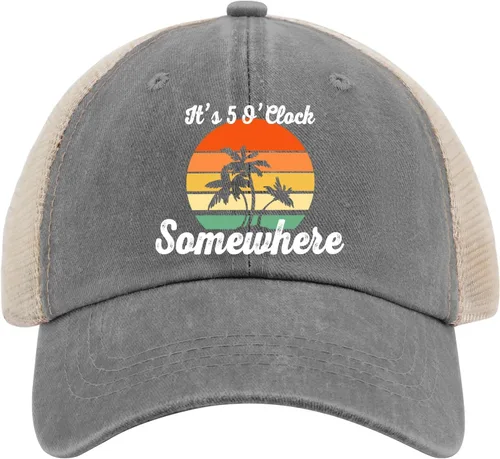 Vista 8 de Jimmy Hat It's 5 O'Clock Somewhere Hat Trucker Hat Men Vintage Mesh Cap for Summer