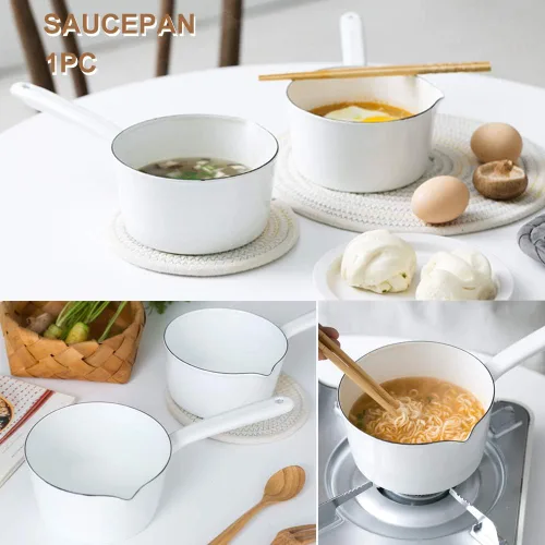 Vista 14 de Cacerola de 1.2L, sartén esmaltada para leche, calentador de mantequilla, olla de leche, fácil de cocinar y limpiar, olla antiadherente para hervir
