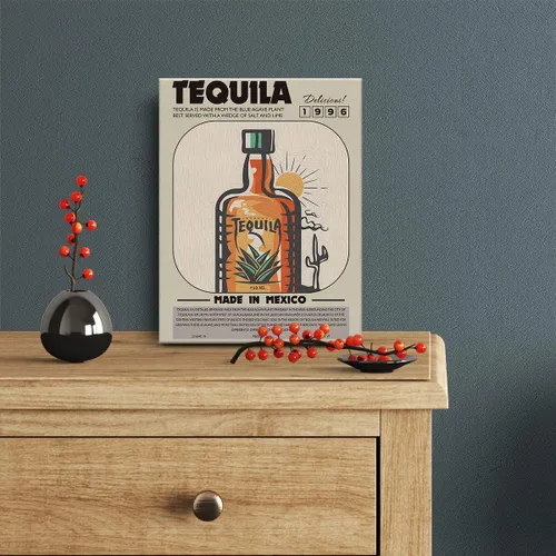 Vista 2 de Divertida impresión en lienzo de cóctel para decoración de pared de tequila, 12 x 15 pulgadas, decoración moderna para el hogar, cocina, bar