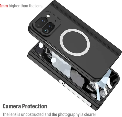 Vista 7 de Funda de teléfono para Google Pixel 9 Pro Fold compatible con cargador inalámbrico MagSafe con protector de pantalla, protección de bisagra, soporte