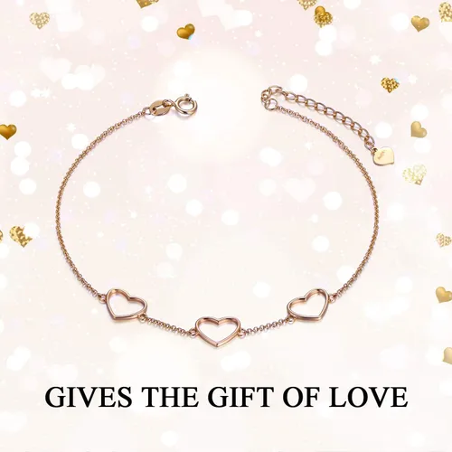 Vista 5 de SISGEM Tobillera de corazón de oro de 14 quilates para mujer, pulsera de tobillo de amor de oro real, joyería de pie para ella, 8.4-10 pulgadas