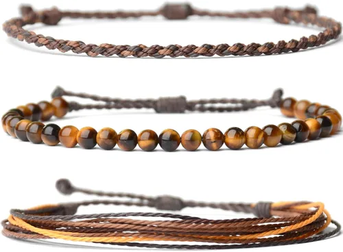 Vista 12 de Pulsera curativa hecha a mano con cuentas de piedra natural, regalo para hombres, pulsera de cuerda ajustable