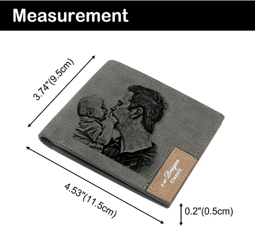Vista 5 de Carteras personalizadas para hombres, cartera grabada personalizada con imagen, cartera de fotos personalizada para hombres, padre, esposo, novio