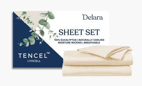 Vista 22 de Sábana bajera ajustable 100% lyocell tencel de eucalipto, naturalmente refrescante, súper suave, sedosa, absorbe la humedad, equilibrio