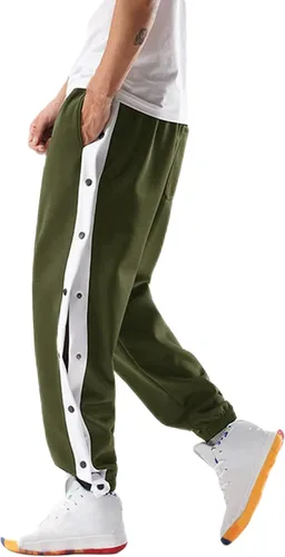 Vista 4 de Pantalones deportivos de baloncesto para hombre, pantalones de baloncesto con abertura alta, botones a presión, pantalones sueltos para correr