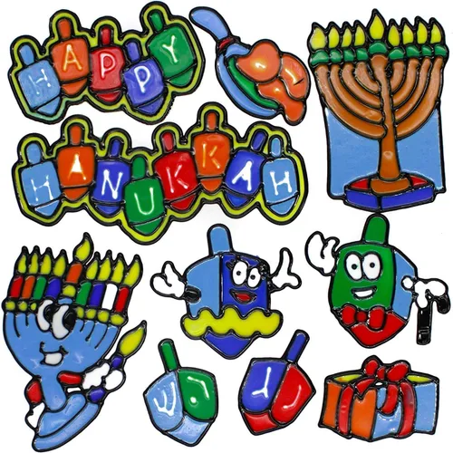 Vista 7 de The Dreidel Company Hanukkah - Adhesivos de gel para ventana, 10 adhesivos de gel elásticos, fáciles de quitar, no tóxicos, sin ensuciar