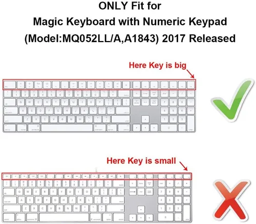 Vista 2 de HRH Funda de teclado de silicona negra para teclado mágico con teclado numérico A1843 MQ052LL/A lanzado en 2017 (diseño de EE. UU.)