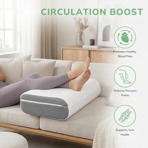 Vista 3 de baibu Almohada de elevación de piernas de doble capa para soporte de piernas y rodilla, almohada de elevación de pies para dormir, circulación