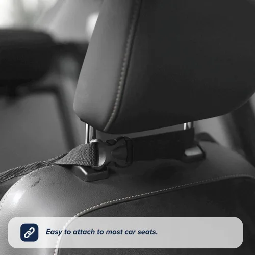Vista 4 de Nuby Organizador y almacenamiento definitivo para asiento trasero de automóvil, bolsillos, soporte para tableta, clips de juguete y bolsa extraíble