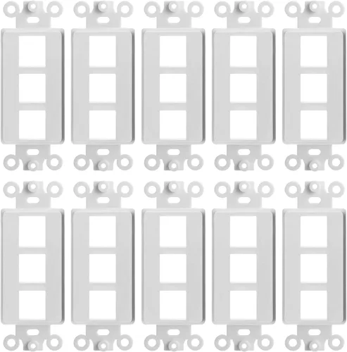 Vista 6 de Cmple - Decorator Wall Plate Insert 1-Gang Decorative Single Gang Faceplate Standard Jack Wall Plate Keystone - 3-Port (Pack of 2)