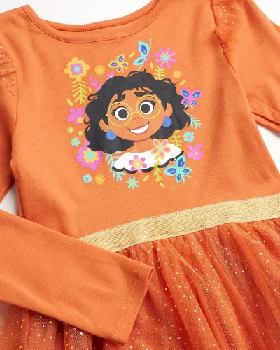 Vista 3 de Disney Vestido Encanto para niñas Vestido Mirabel Encanto para niñas Vestido tutú de princesa para niños pequeños (tamaños 2T-6X)