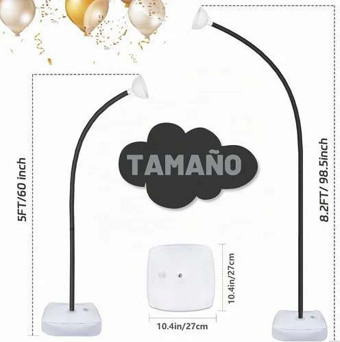Vista 3 de OurWarm Kit de Arco de Globos de 9.35 Pies y 6 Pies, Soporte de Arco de Globos de Forma Libre con Base, Arco de Medio Globo de Piso para Boda