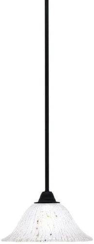 Vista 306 de Toltec Lighting Paramount - Mini colgante de 1 luz en acabado negro mate con cristal de arte perla de 7 pulgadas y estilo negro