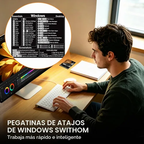 Vista 5 de Adhesivo de acceso directo de Windows – Adhesivo de vinilo de acceso directo de teclado, calcomanías de atajos de teclado de laptop, para cualquier