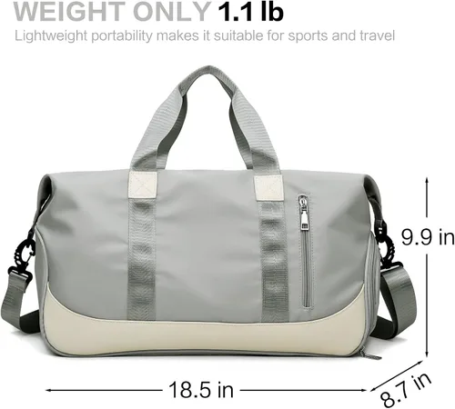 Vista 2 de Bolsas de lona deportivas para mujeres y hombres, bolsa de gimnasio portátil con bolsillo húmedo y compartimento separado para zapatos, organizador