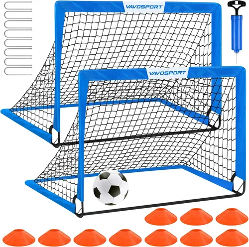 Vista 18 de Juego de porterías de fútbol para niños para patio trasero – 2 de 4 x 3 pies, equipo portátil de entrenamiento de portería de fútbol, red de fútbol
