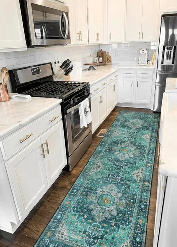 Vista 49 de Moynesa Alfombra ultra fina lavable de 2 x 3 pies, alfombra pequeña de cocina para entrada, interior, antideslizante, tapete vintage para puerta