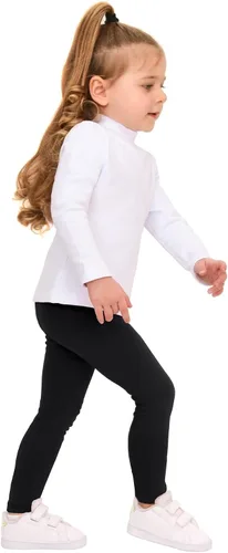 Vista 4 de Lilax Camiseta básica de algodón de cuello alto falso de manga larga para niña