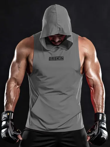 Vista 6 de DRSKIN 1 2 unidades de camisetas sin mangas, sudaderas con capucha para hombre, para culturismo, musculación, entrenamiento en gimnasio