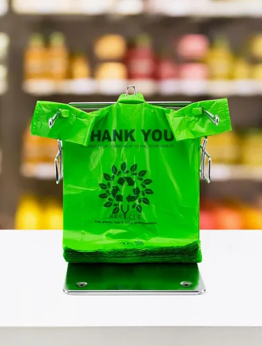 Vista 6 de [500 por caja] Bolsas reciclables compostables reutilizables biodegradables para camisetas Bolsas de compras de comestibles Bolsas de plástico
