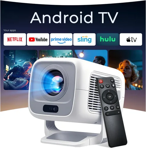 Vista 9 de Proyector inteligente compatible con Netflix/Soporte 4K/Calibración visual AI] Proyector con Dolby Atmos, 1080P 800 ANSI, aplicaciones