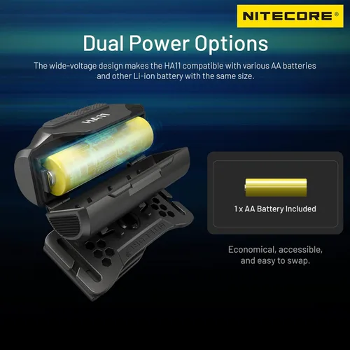 Vista 7 de Nitecore HA11 240 lúmenes Ultra Ligero AA Faro de doble haz etiqueta para faros delanteros (diadema normal)