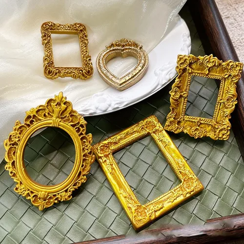 Vista 5 de Pack of 10 Gold Small Style Picture Frames for DIY Jewelry Xmas Decor