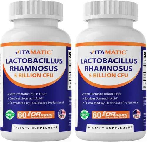 Vista 10 de Vitamatic Lactobacillus Rhamnosus 5 mil millones por cápsula DR (10 mil millones por 2 cápsulas) – 60 unidades – Apoyo digestivo avanzado e