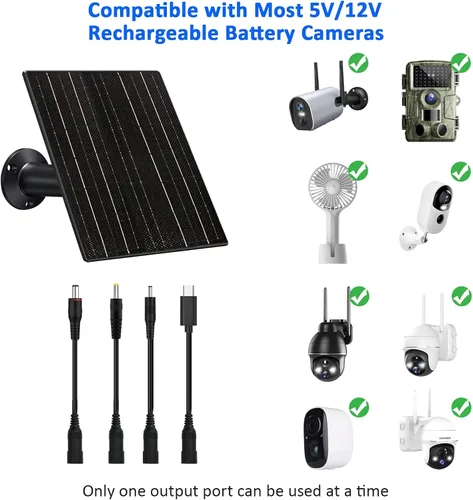 Vista 3 de Zivif Panel solar de 10 W para cámara de seguridad de 5 V/12 V y cámaras de sendero, cargador solar con CC 5.5 × 0.083 in, 4.0 × 0.067 in y 3.5 ×