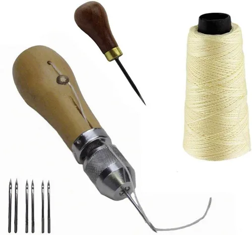 Vista 14 de JC Performance - Juego de herramientas de reparación de puntada rápida de cuero, hilo resistente (sin punzón, negro)