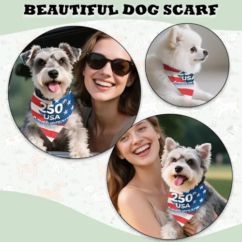 Vista 5 de Jeiento 250th USA Anniversary Dog Bandana American Flag Dogs Bandana for Pet Puppy Kitten,Washable Comfort Triangle Dog Scarf for Boy Girl Festival