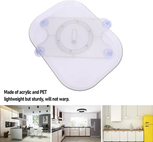 Vista 4 de Refrigerator Turntable Organizer, Square Clear Acrylic PET Lazy Susan Tray, 360° Rotating Fridge Caddy for Cabinet Pantry Kitchen Countertop, Food