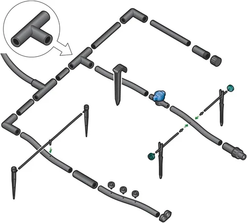 Vista 4 de DIG Paquete de 15 ½ camiseta de compresión Se adapta a tubos de riego por goteo de polietileno de 0.700 OD Conector de 3 vías para sistemas