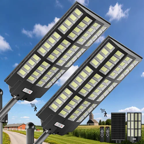 Vista 12 de Luces solares de calle de 8000 W para exteriores, gran angular, luces solares al aire libre del atardecer al amanecer, luz de estacionamiento