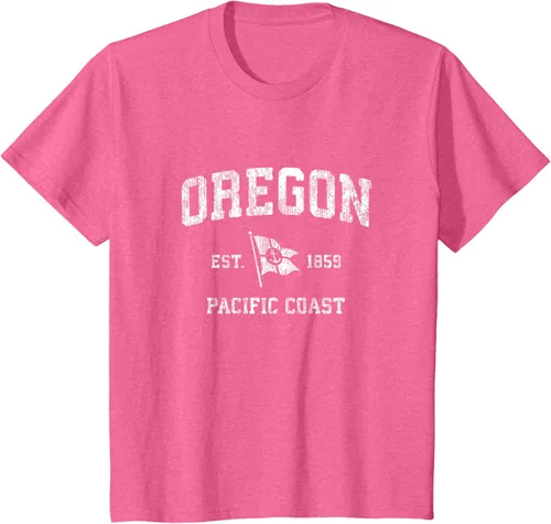 Vista 63 de Oregon Vintage barco ancla bandera diseño de West Coast Retro Tee, hombre S, Arándano
