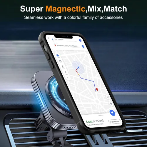 Vista 5 de Funda para iPhone 11 con soporte de anillo magnético giratorio de 360° [compatible con Mag-Safe] [Protección de grado militar] Funda translúcida