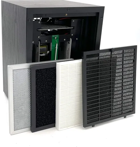 Vista 3 de OdorStop Purificador de aire/generador de ozono HEPA OSAP7-7-en-1 con UV, carbón activo, TiO2, ionizador, 3 placas de ozono y control remoto