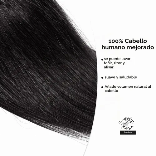 Vista 6 de HAIRCUBE Pelucas de cabello humano 100% con flequillo, densidad 150%, base de seda, clip en la parte superior, pelucas de cabello superior para #1B