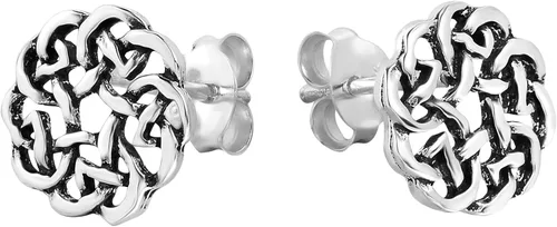 Vista 2 de AeraVida Continuity - Aretes de tuerca de plata de ley 925 con nudo celta Delicados aretes de tuerca de plata esterlina para mujer Aretes de nudo