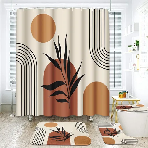Vista 8 de ArtSocket Hermoso juego de baño de playa con cortina de ducha y accesorios de alfombras, paraíso de palmera de coco para isla de verano, cortina