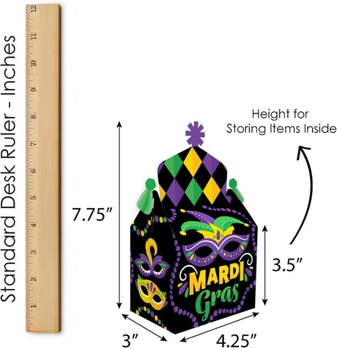 Vista 6 de Big Dot of Happiness Máscara colorida de Mardi Gras, caja de golosinas, recuerdos de fiesta, cajas de golosinas para fiesta de máscaras, juego de 12