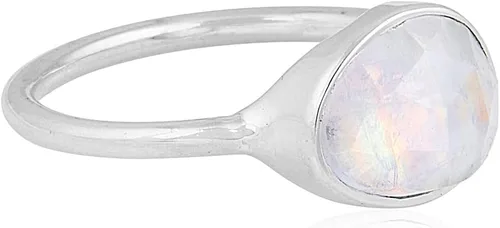 Vista 3 de Anillo de piedra lunar brillante 925 joyería de piedras preciosas de plata esterlina