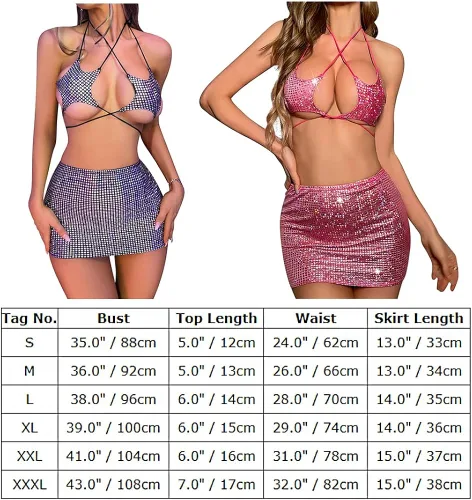 Vista 7 de IMEKIS Conjunto de camiseta brillante con parte inferior para mujer, festivales de música, disfraz de Halloween, cosplay, ropa sexy de baile y club